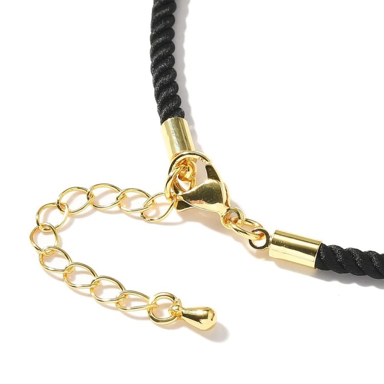 BNS26 Baza naszyjnika sznurek skręcany Milan poliestrowy 3mm czarny z zapięciem karabińczykiem łańcuszkiem