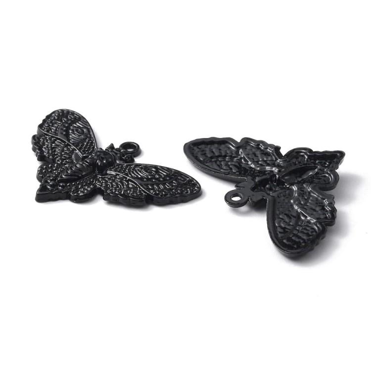 ZM61 Zawieszka metalowa do biżuterii ćma motyl czaszka gothic emo czarna