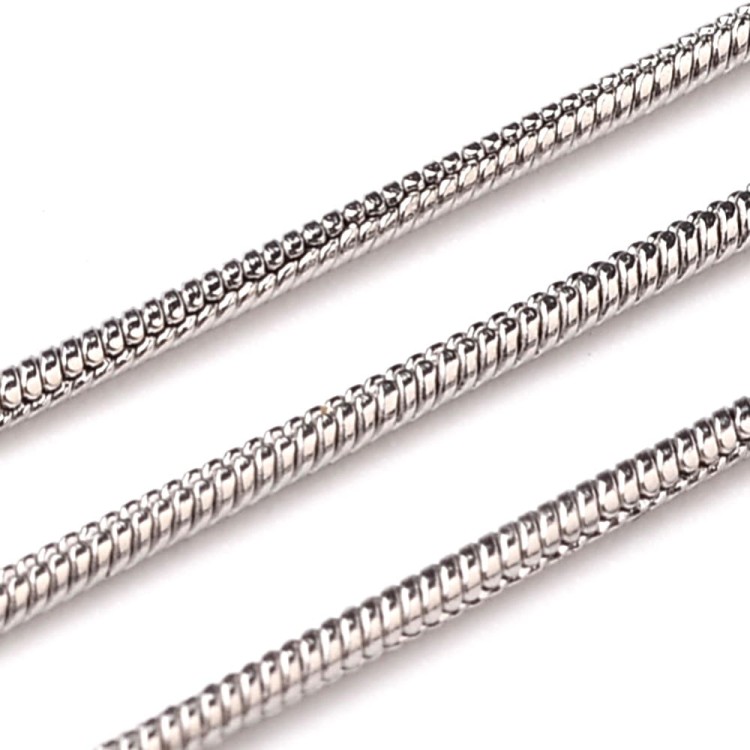 LAN215 Łańcuszek żmijka 1mm stal nierdzewna srebrny