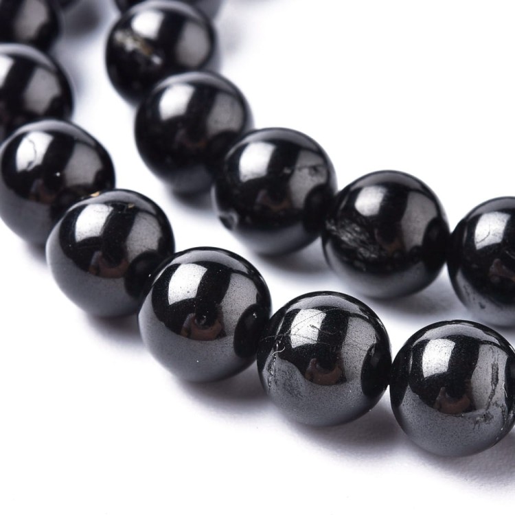 SPI02 Spinel kamień naturalny koraliki kule 8mm czarne
