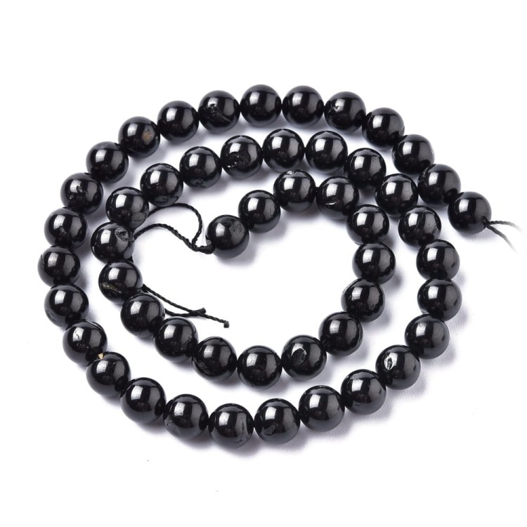 SPI02 Spinel kamień naturalny koraliki kule 8mm czarne