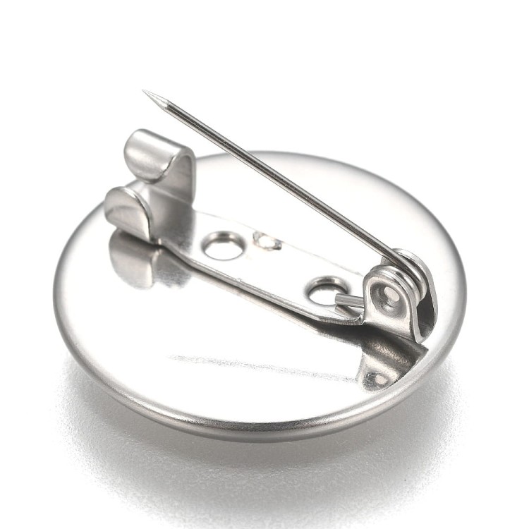 BBR46 Baza broszki broszka pod kaboszon 20mm stal nierdzewna c.srebrna