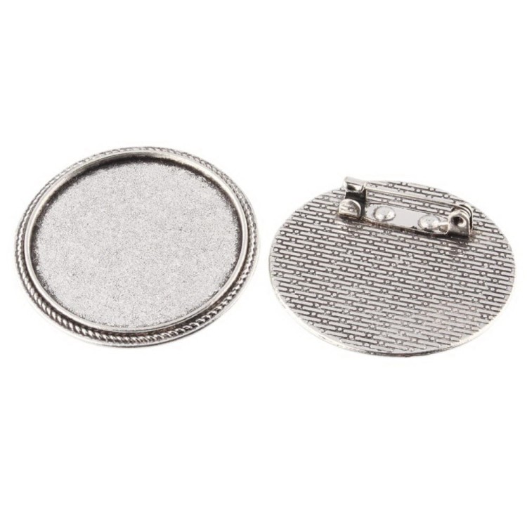 BBR47 Baza broszki broszka pod kaboszon 30mm stare srebro