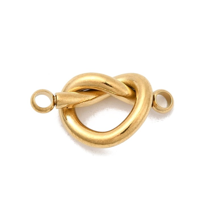 LAC397 Łącznik zawieszka do biżuterii węzeł serce stal nierdzewna złote