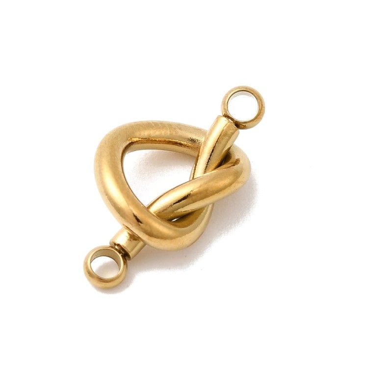 LAC397 Łącznik zawieszka do biżuterii węzeł serce stal nierdzewna złote