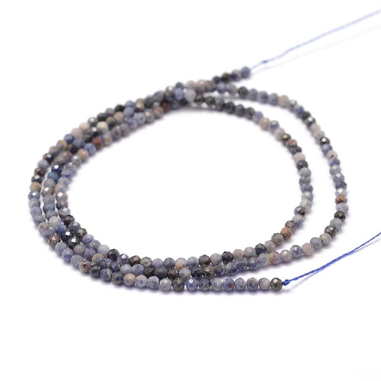 KK141 Szafir kamień naturalny koraliki kule 2mm fasetowane