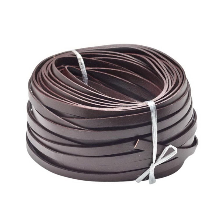 RSK106 Rzemień naturalny skórzany płaski 10mm 2m brązowy