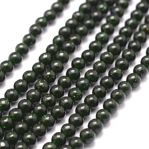 GST30 Kamień Green Goldstone Noc Kairu koraliki kule 4mm
