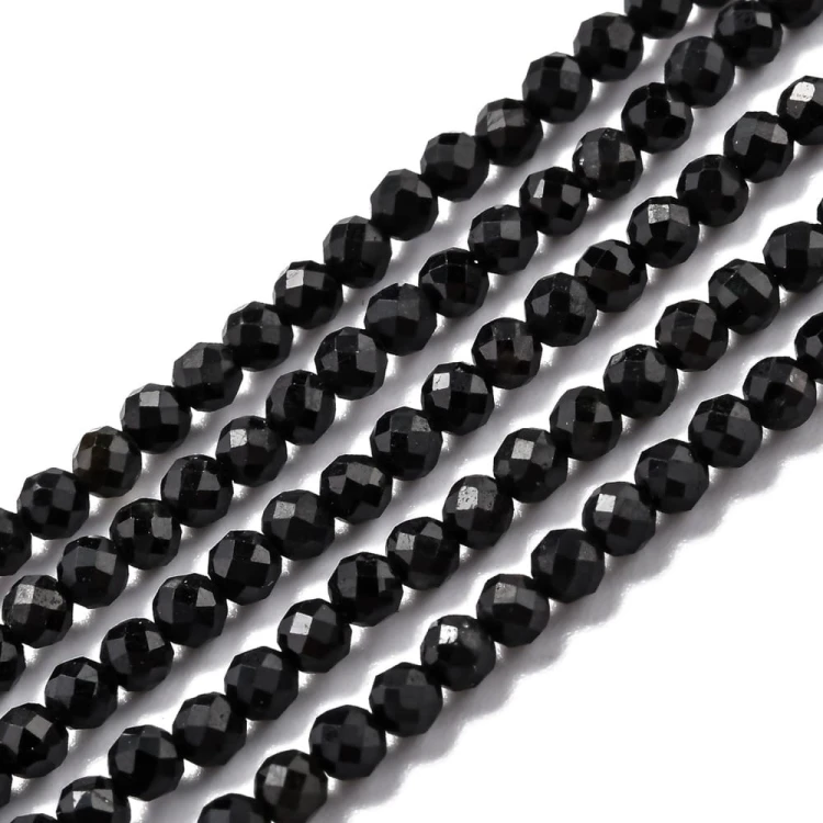 Koraliki czarny turmalin 3mm fasetowane