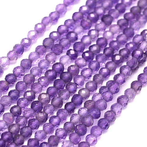 AM36 Ametyst kamień naturalny koraliki kule 4mm fasetowane