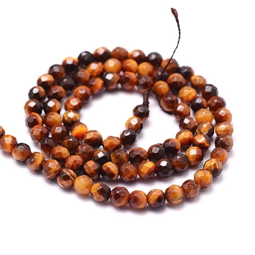 TO33 Tygrysie Oko kamień naturalny koraliki kule 4mm fasetowane