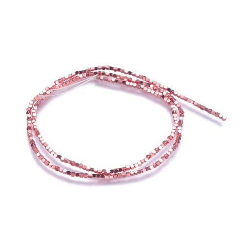 HEM84 Hematyt koraliki kostki 1,5x1,5mm rose gold