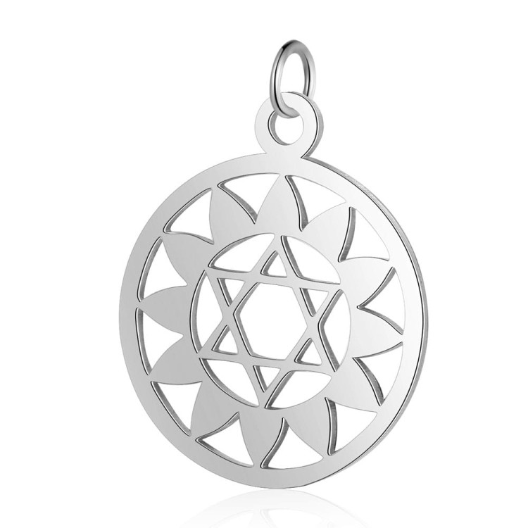 ZSS273 Zawieszka czakra serca Anahata 22x19mm stal nierdzewna szlachetna