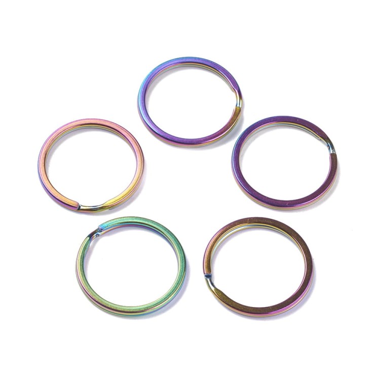 BRE258 Brelok baza breloka kółko sprężynowe 25mm stal nierdzewna tęczowe IP rainbow