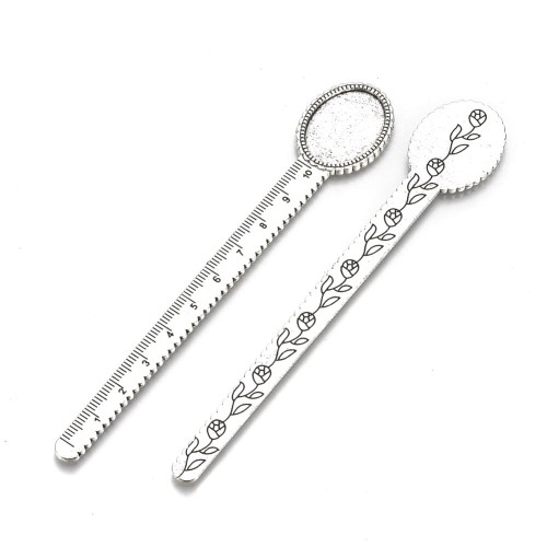 BZA74 Baza zakładki do książki zakładka do zdobienia 13,5cm pod kaboszon 18x25mm stare srebro