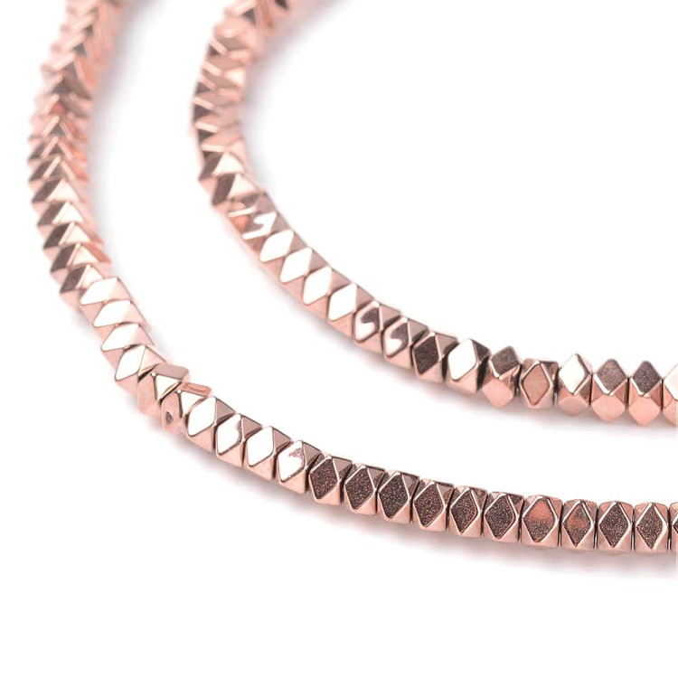 HEM86 Hematyt koraliki fasetowane 3x3x2mm rose gold