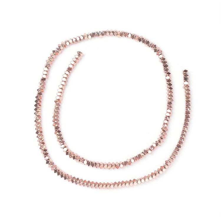 HEM86 Hematyt koraliki fasetowane 3x3x2mm rose gold