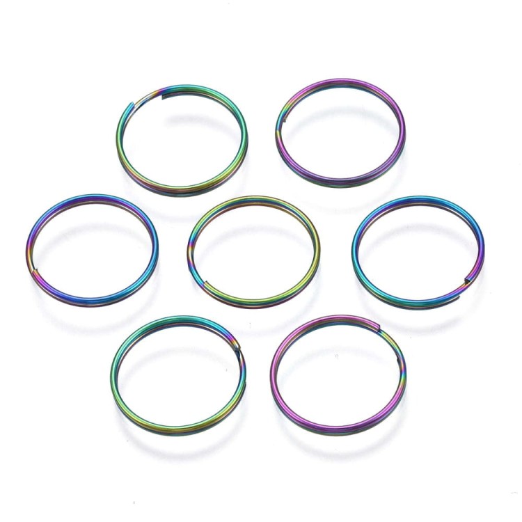 OG114 Ogniwa kółka kółeczka montażowe 14mm stal nierdzewna tęczowe