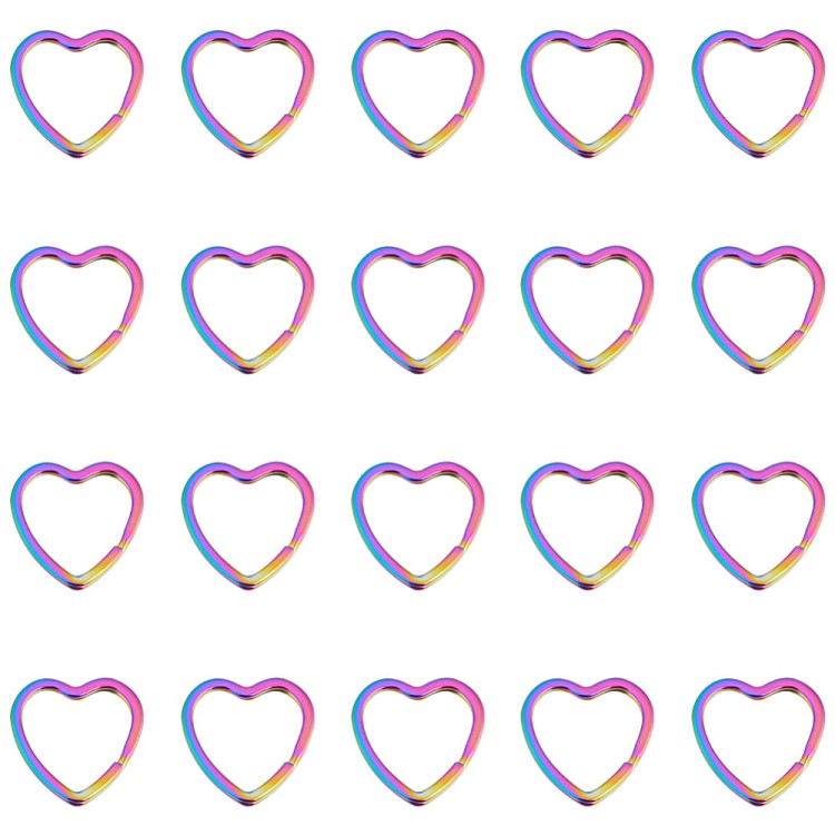BRE259 Brelok baza breloka kółko sprężynowe serce tęczowe rainbow