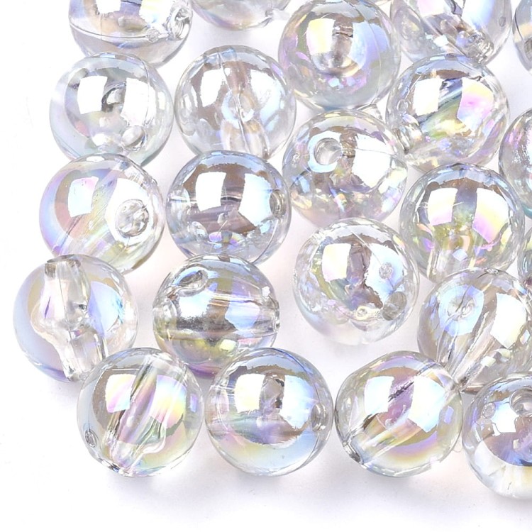 KPL48 Koraliki plastikowe kule 8mm powlekane opalizujące AB