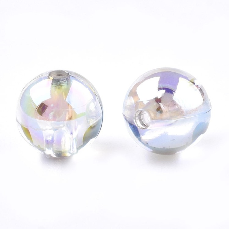 KPL48 Koraliki plastikowe kule 8mm powlekane opalizujące AB