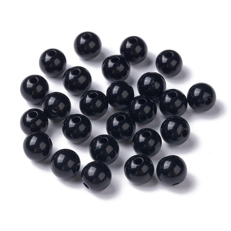 KPL49 Koraliki akrylowe kule 8mm 50szt czarne