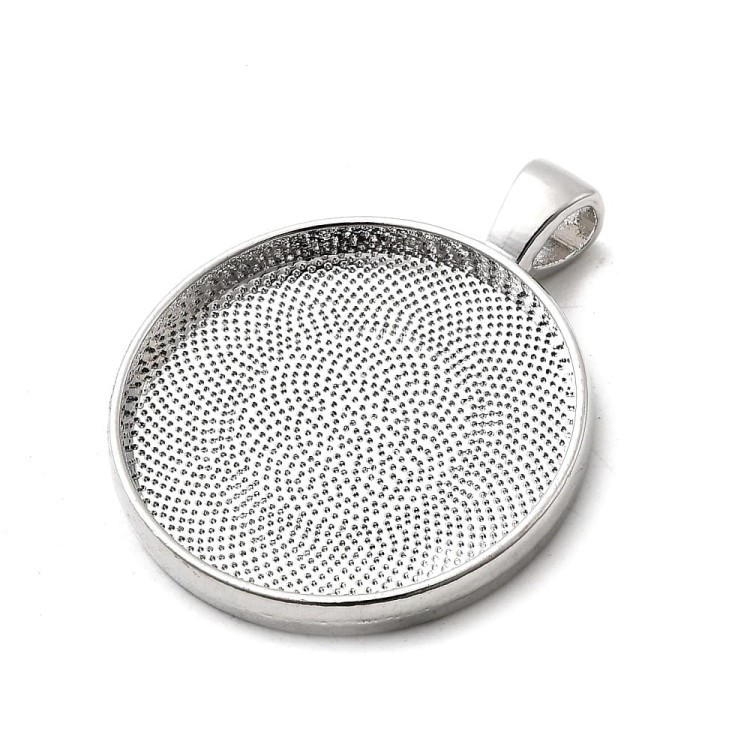 BMK296 Zawieszka okrągła baza oprawka pod kaboszon 30mm platynowa