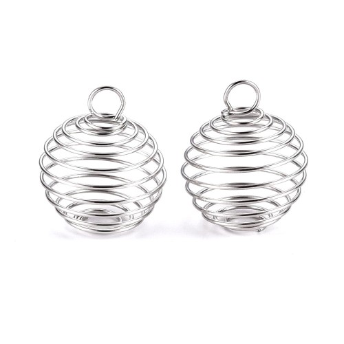 ZM394 Zawieszka metalowa spiralka sprężynka 14mm platynowa