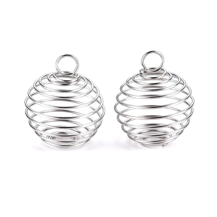ZM394 Zawieszka metalowa spiralka sprężynka 14mm platynowa