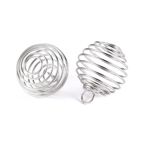 ZM394 Zawieszka metalowa spiralka sprężynka 14mm platynowa