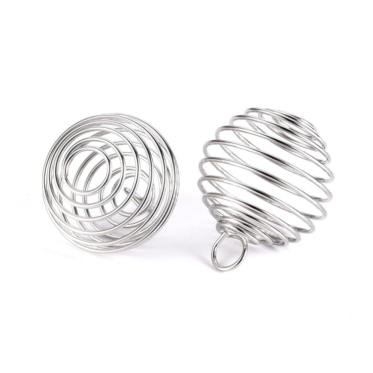 ZM394 Zawieszka metalowa spiralka sprężynka 14mm platynowa