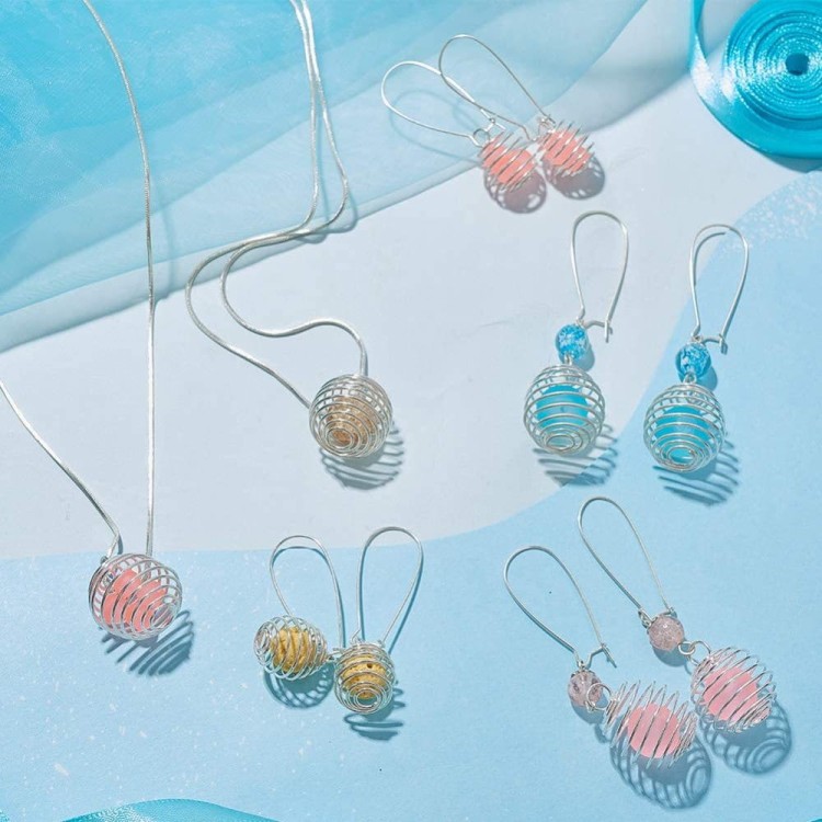 ZM394 Zawieszka metalowa spiralka sprężynka 14mm platynowa