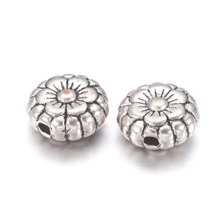 PRM647 Przekładka metalowa kwiatek kwiatuszek 7x3,5mm stare srebro