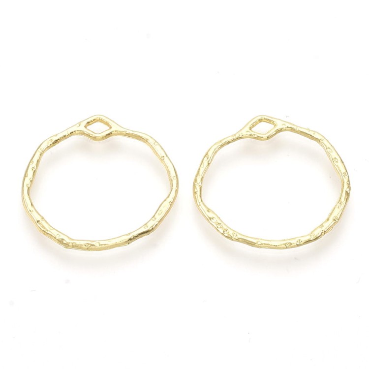 BEZ489 Zawieszka ramka bezel do żywicy 21x22mm okrągła 2szt. złota