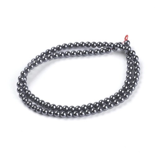 HEM88 Kamień hematyt grad.AAA koraliki kule 4mm