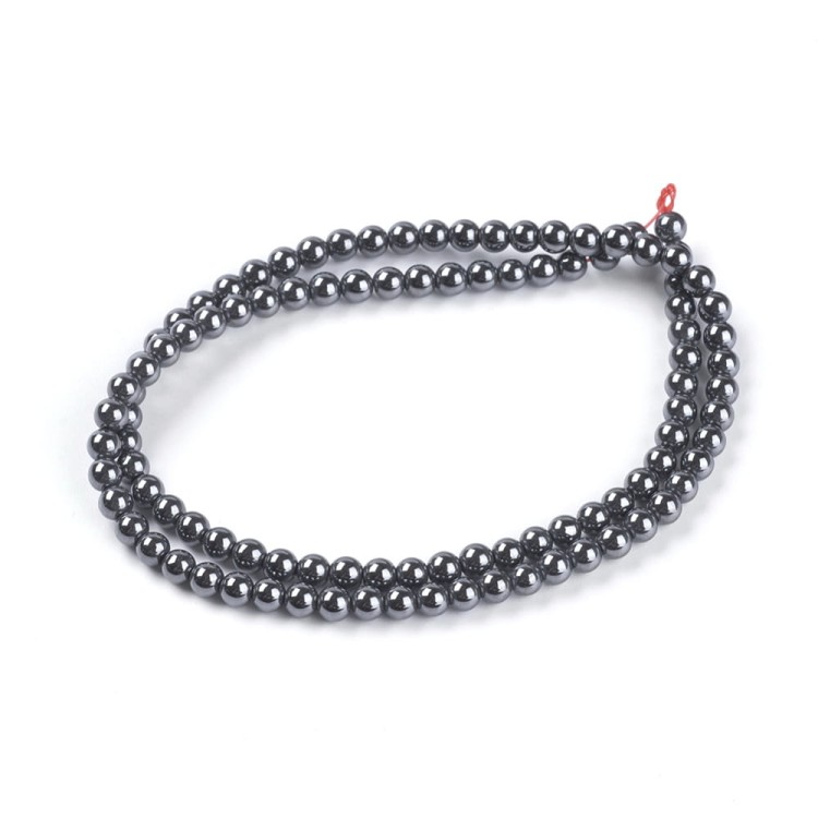 HEM88 Kamień hematyt grad.AAA koraliki kule 4mm