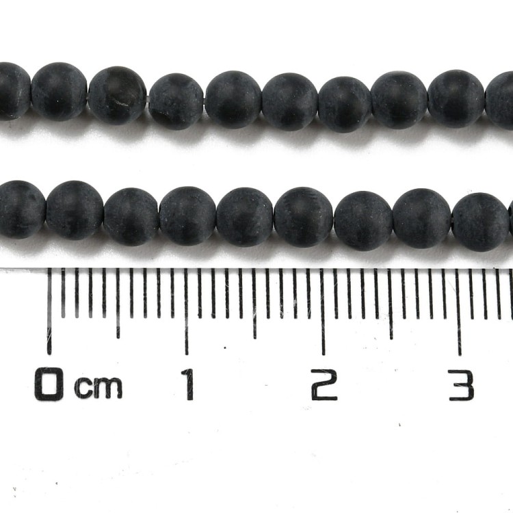 AGT132 Agat trawiony szroniony kamień naturalny koraliki kule 4mm czarny