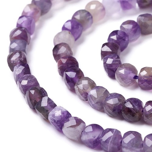 AM38 Ametyst kamień naturalny koraliki kostki 4x4mm fasetowane