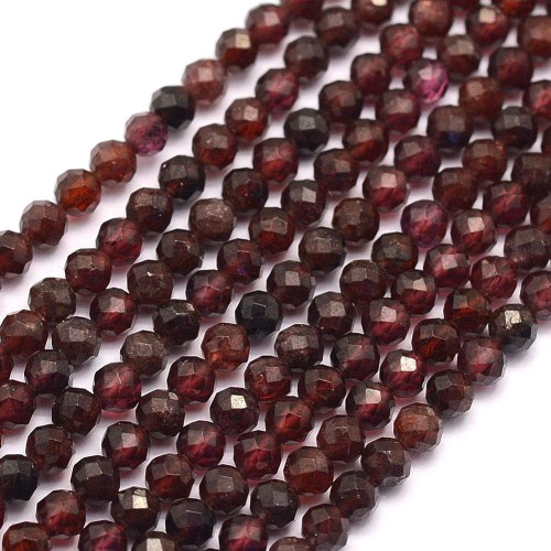GNT12 Granat kamień naturalny koraliki kule 3mm fasetowane