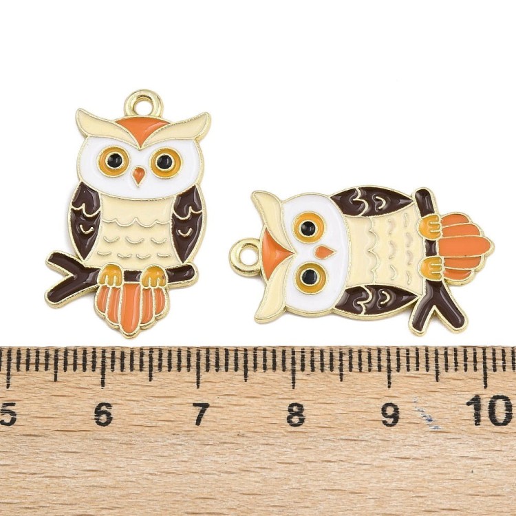 ZM398 Zawieszka sowa sówka 17x28mm emaliowana