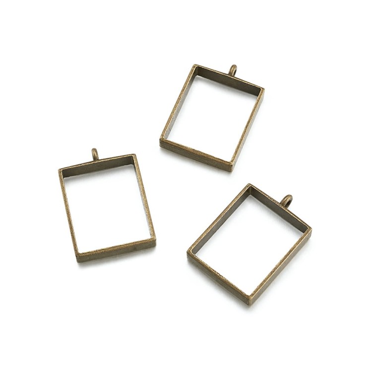 BEZ493 Zawieszka ramka bezel do żywicy prostokąt 29x20mm antyczny brąz