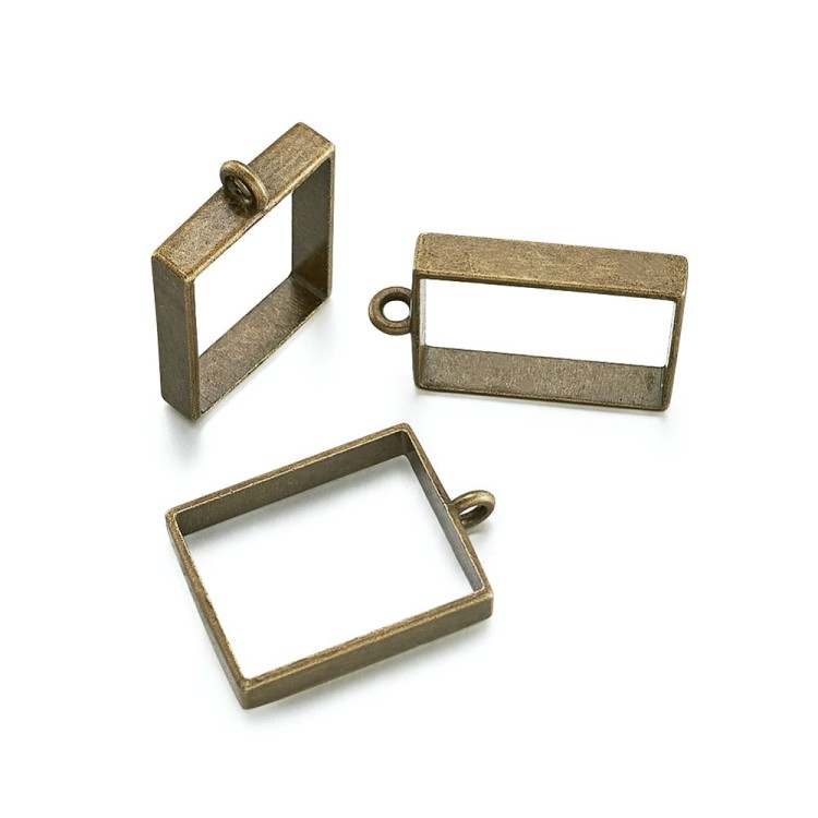 BEZ493 Zawieszka ramka bezel do żywicy prostokąt 29x20mm antyczny brąz