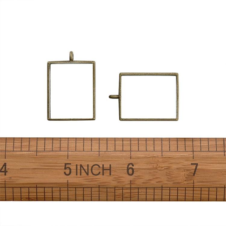 BEZ493 Zawieszka ramka bezel do żywicy prostokąt 29x20mm antyczny brąz