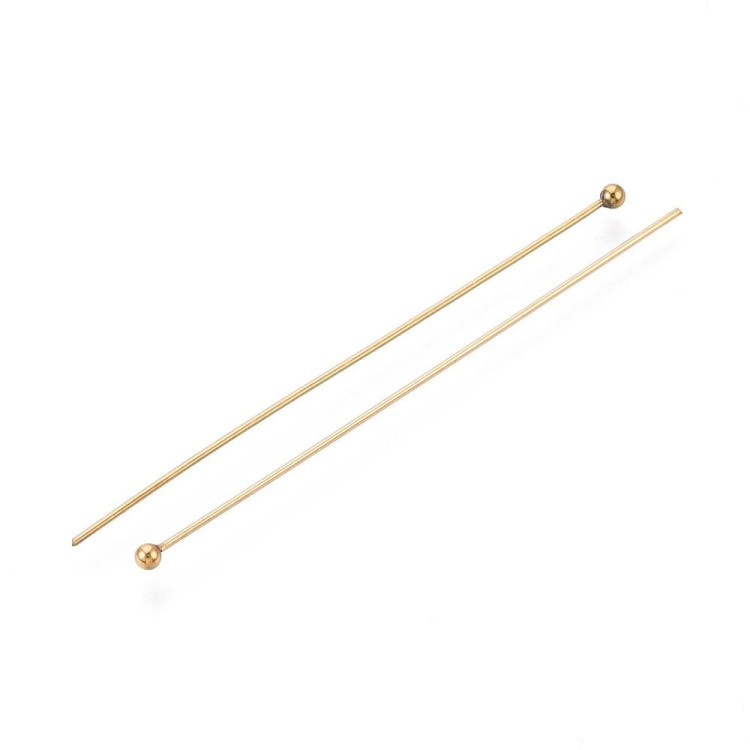 SZP16 Szpilki igły jubilerskie z kuleczką 50mm 0,5mm stal nierdzewna złote 18K IP