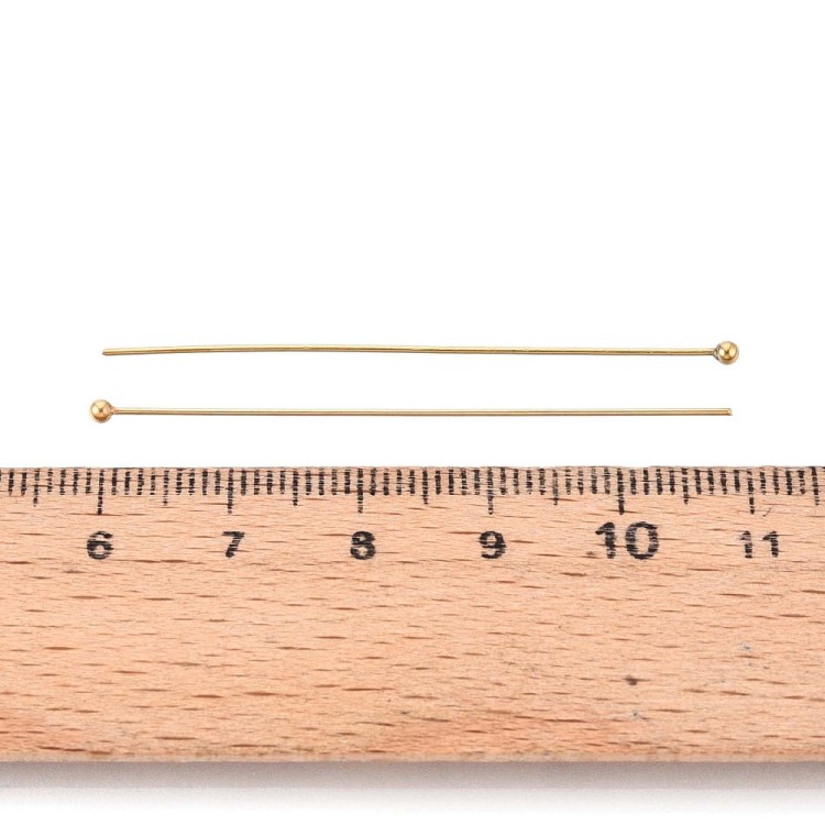SZP16 Szpilki igły jubilerskie z kuleczką 50mm 0,5mm stal nierdzewna złote 18K IP