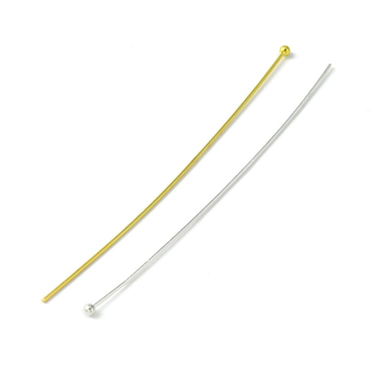 SZP168 Szpilki igły jubilerskie z kuleczką 70mm mosiężne złote srebrne