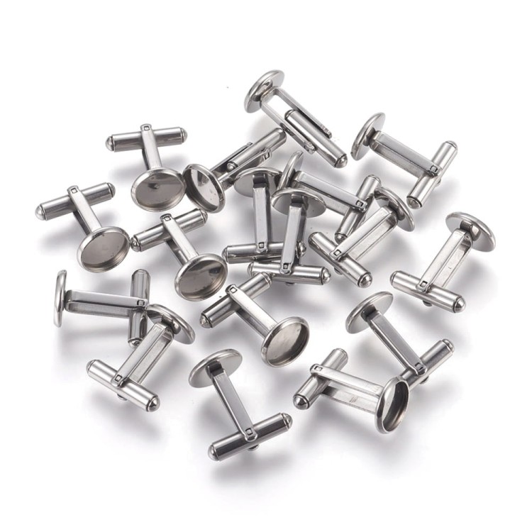 BDS38 Baza spinki do mankietów pod kaboszon 10mm stal nierdzewna - platynowa