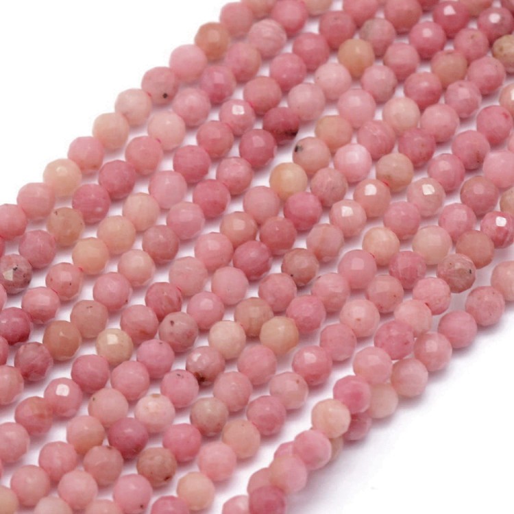 KK148 Rodochrozyt kamień naturalny koraliki kule 4mm fasetowane