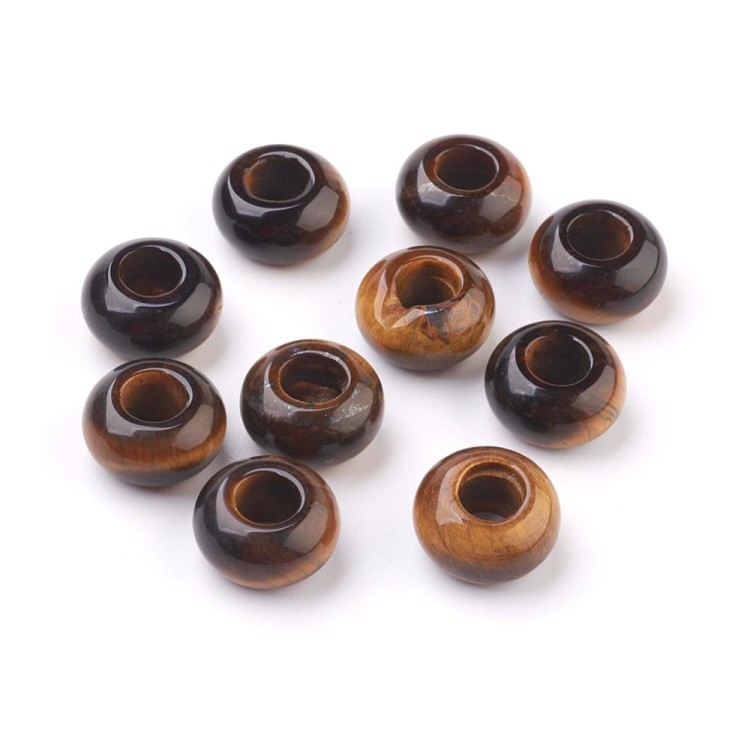 TO36 Kamień naturalny Tygrysie Oko koraliki oponki 14x8mm z dużym otworem 6mm