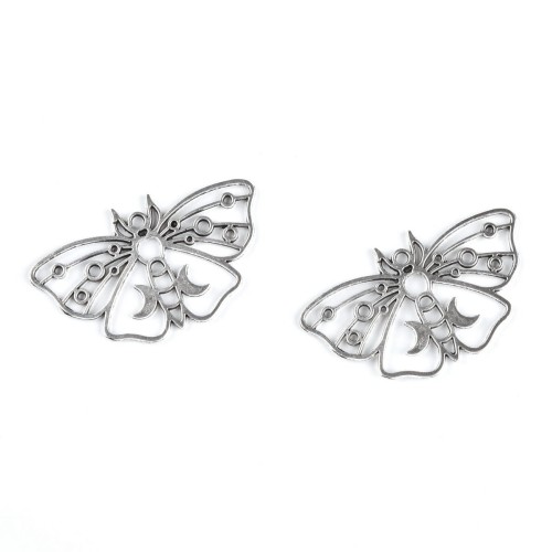 ZM393 Zawieszka metalowa motyl 37x22mm platynowy